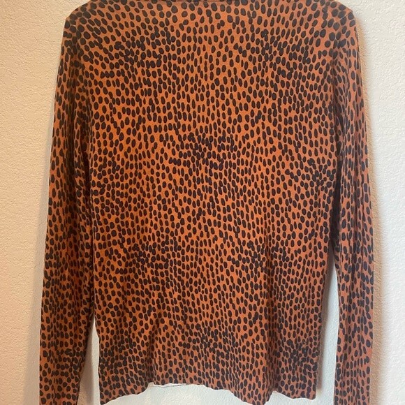 J. Crew Factory Rust Brown Animal Spot Crew Neck Teddie Sweater - Size M - Picture 4 of 6